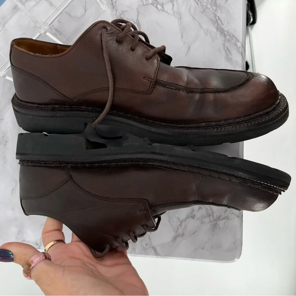 COLE HAAN COUNTRY Dark Brown Leather Lace Up Apron Toe Oxfords Size 9.5D Vintage